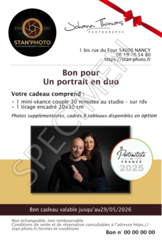 Bon cadeau séance photo couple