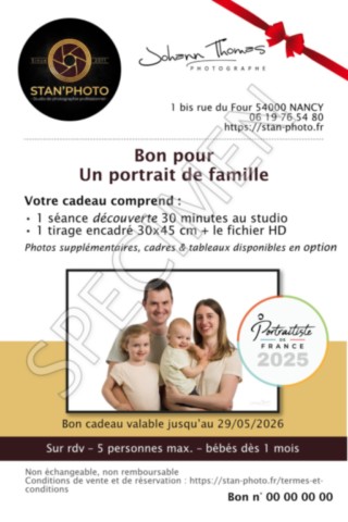 Bon cadeau séance photo famille