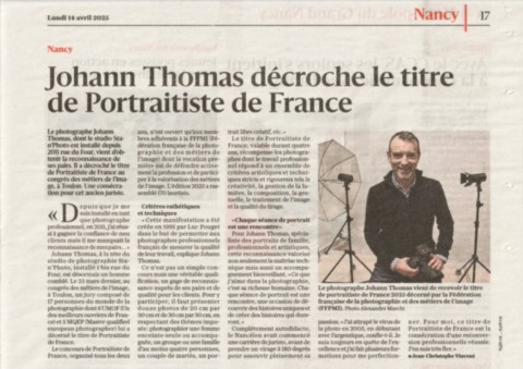 Article de presse - Photographe portraitiste de France