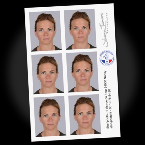 Planche de photos conformes pour passeport, carte d'identité, e-photo ANTS